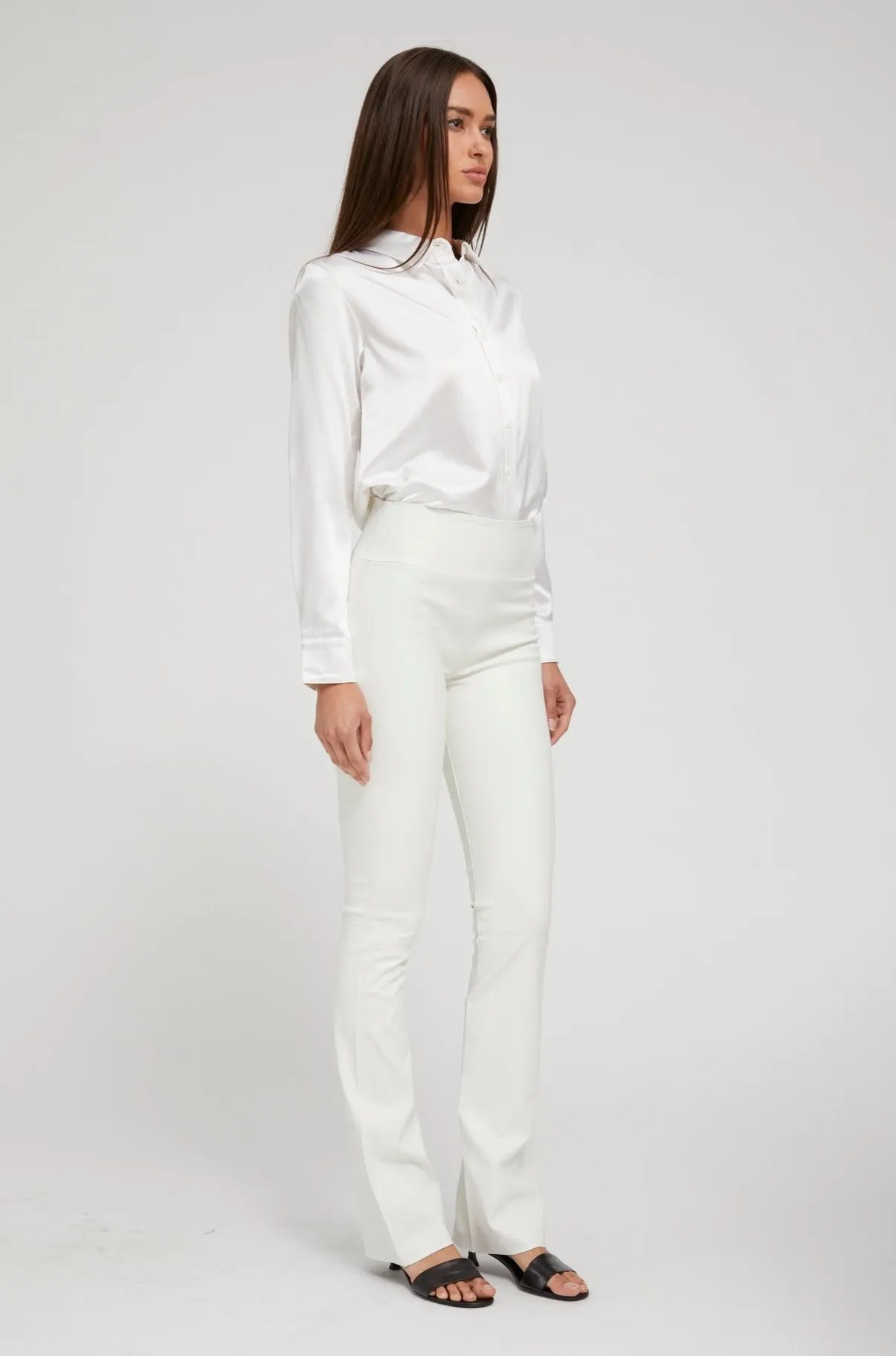 White Leather Micro Flare sold by SPRWMN product image thumbnail 3