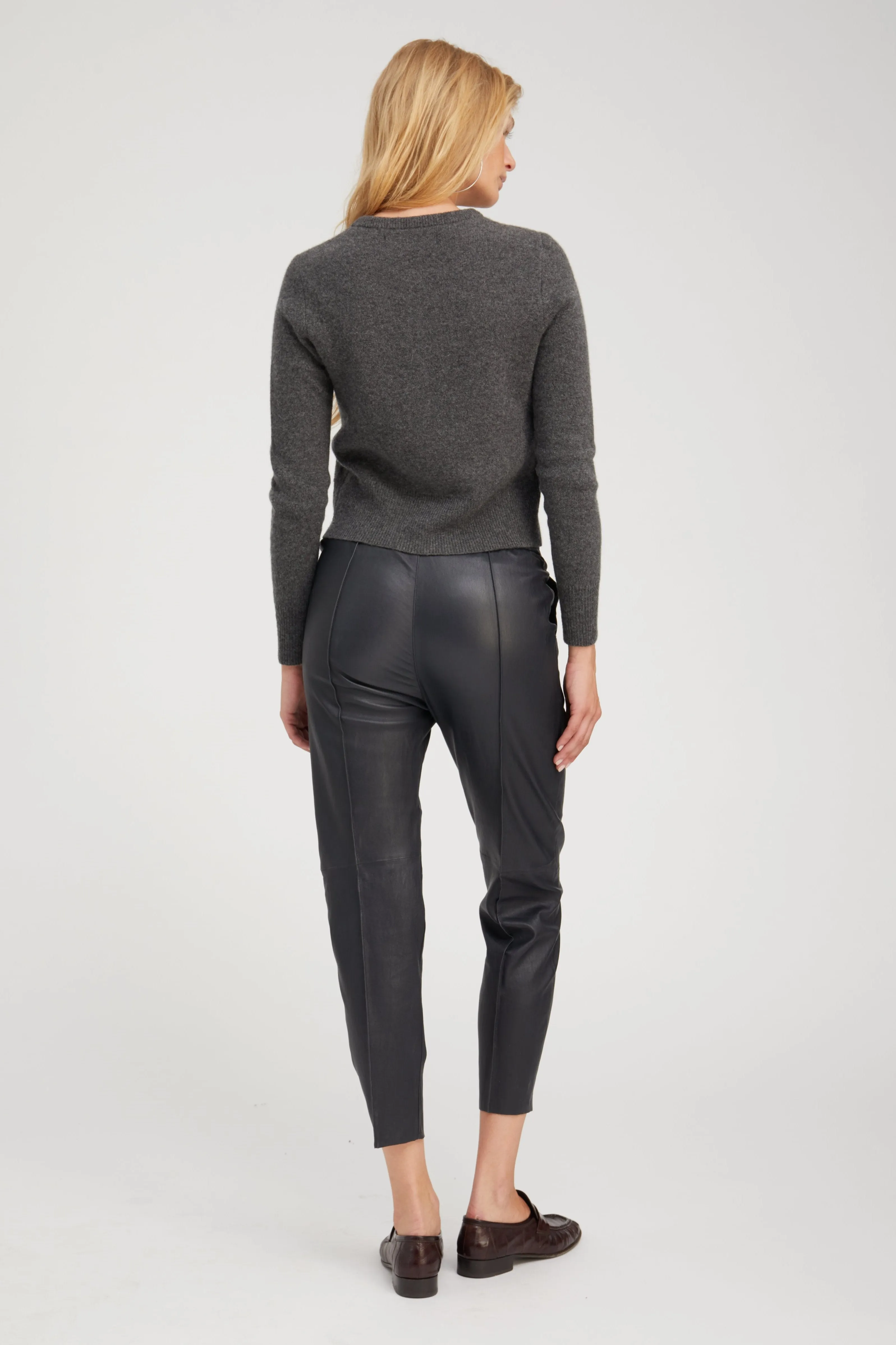 Navy Leather Joggers sold by SPRWMN product image thumbnail 5