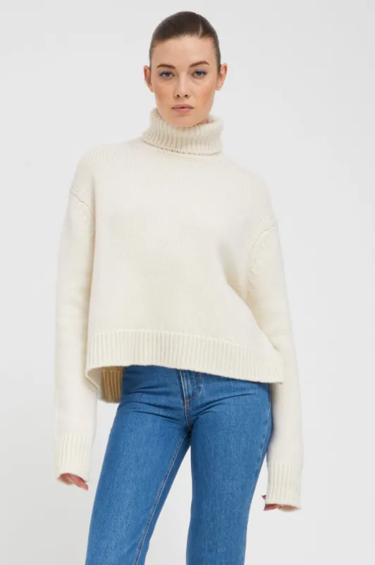 Chalk Heavy Cashmere Turtleneck Sweater sold by SPRWMN