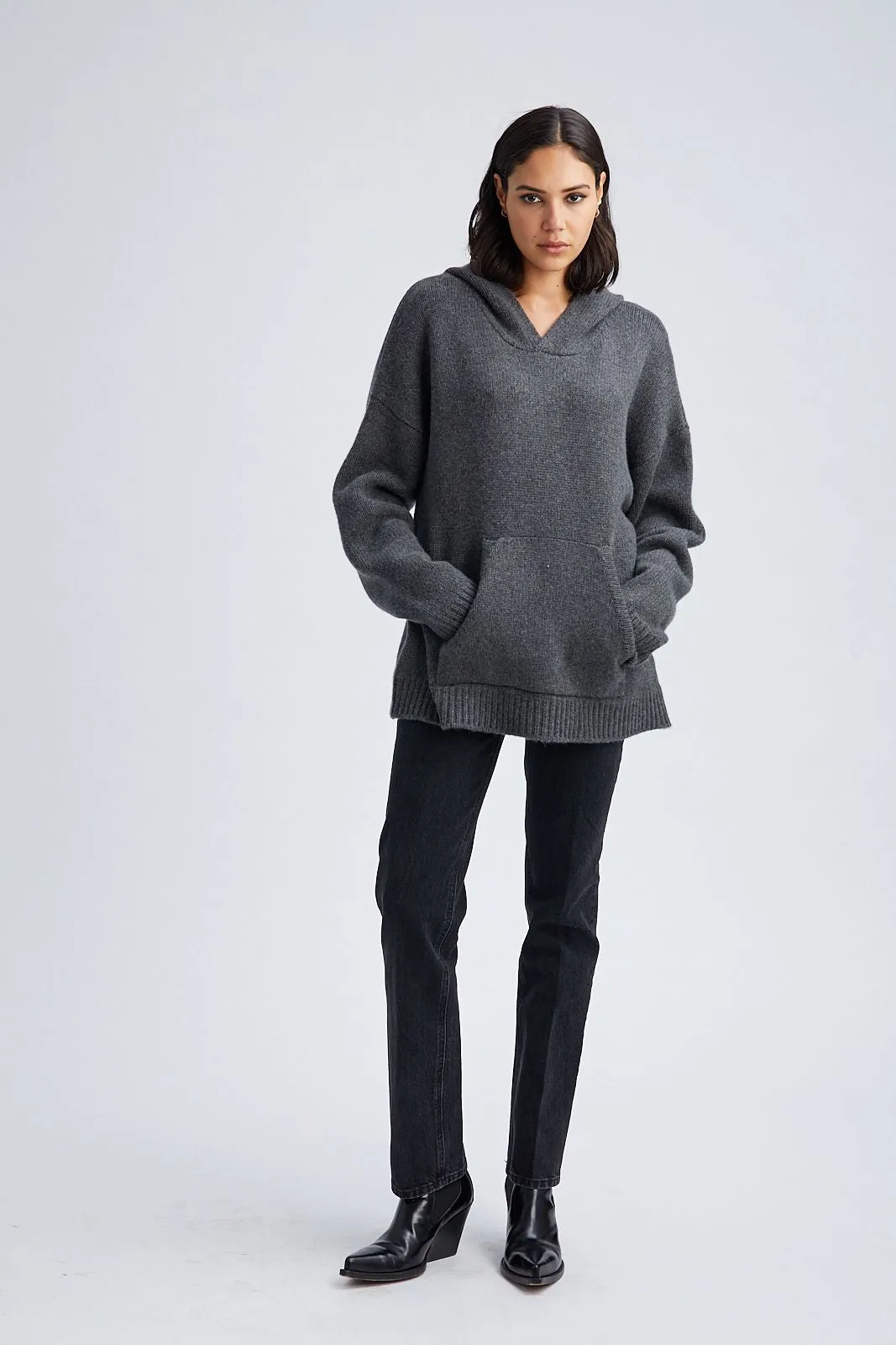 Charcoal Heavy Cashmere Oversized Hoodie sold by SPRWMN product image thumbnail 3