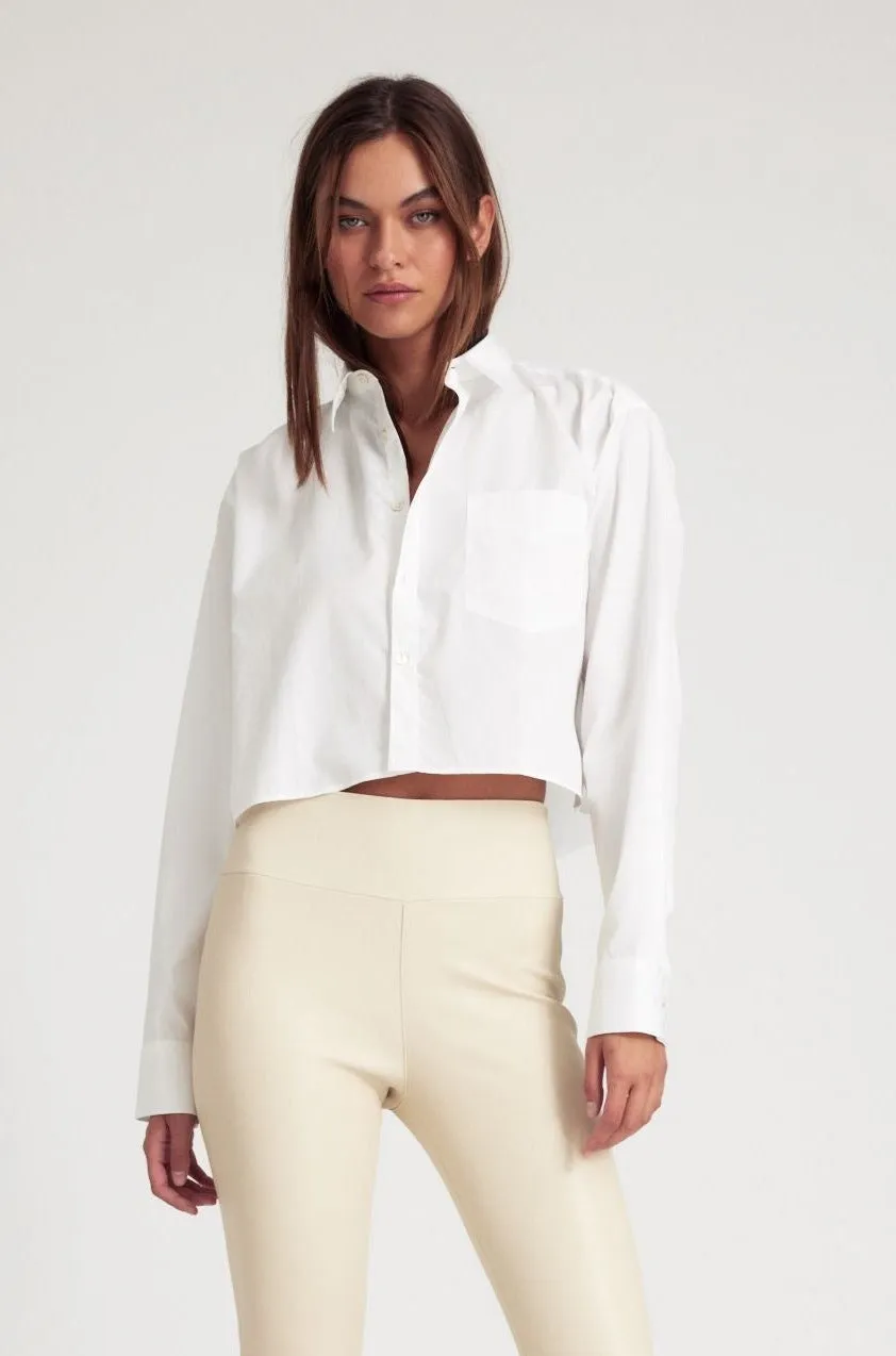 White Cropped Button Down sold by SPRWMN product image thumbnail 5
