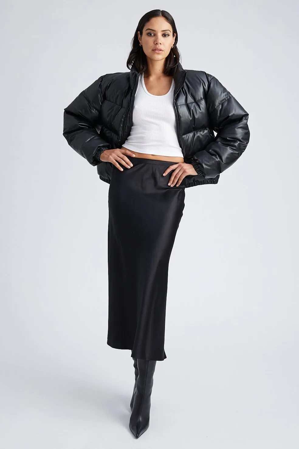 Black Silk Bias Maxi Skirt sold by SPRWMN