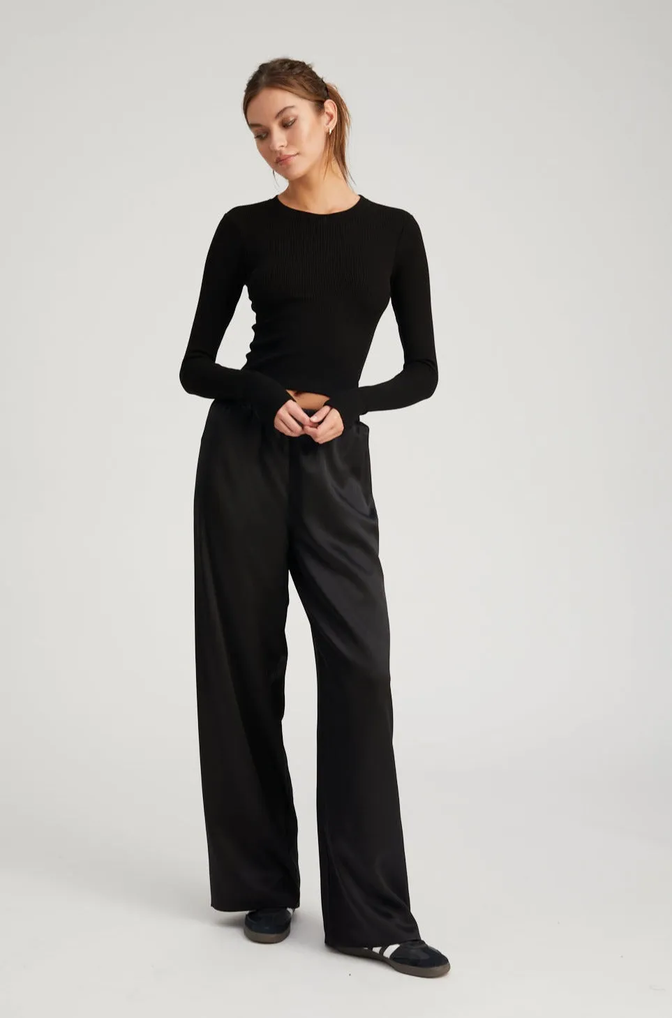 Black Silk Easy Pants sold by SPRWMN product image thumbnail 2