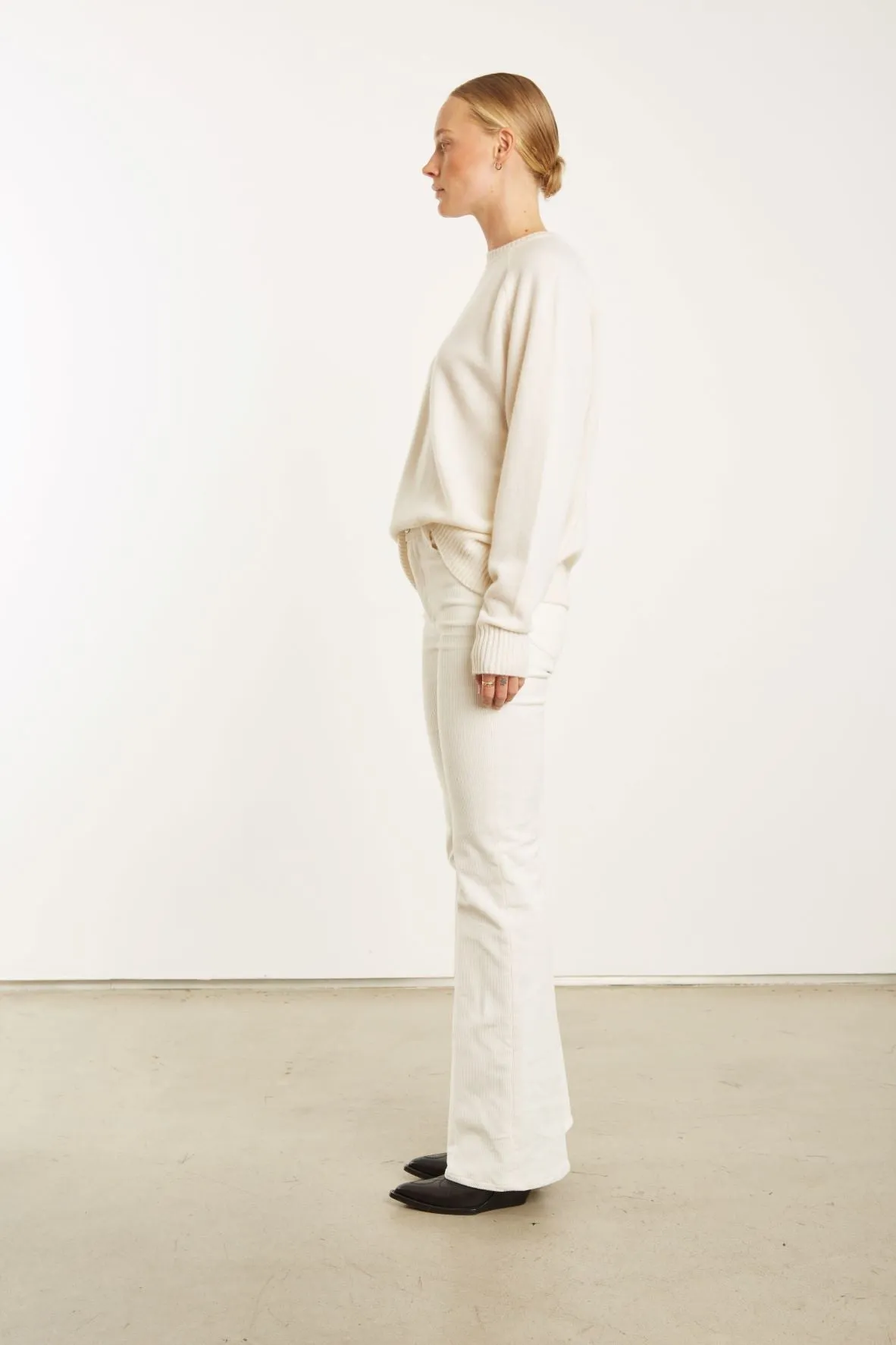 White Corduroy Micro Flare Pants sold by SPRWMN product image thumbnail 5