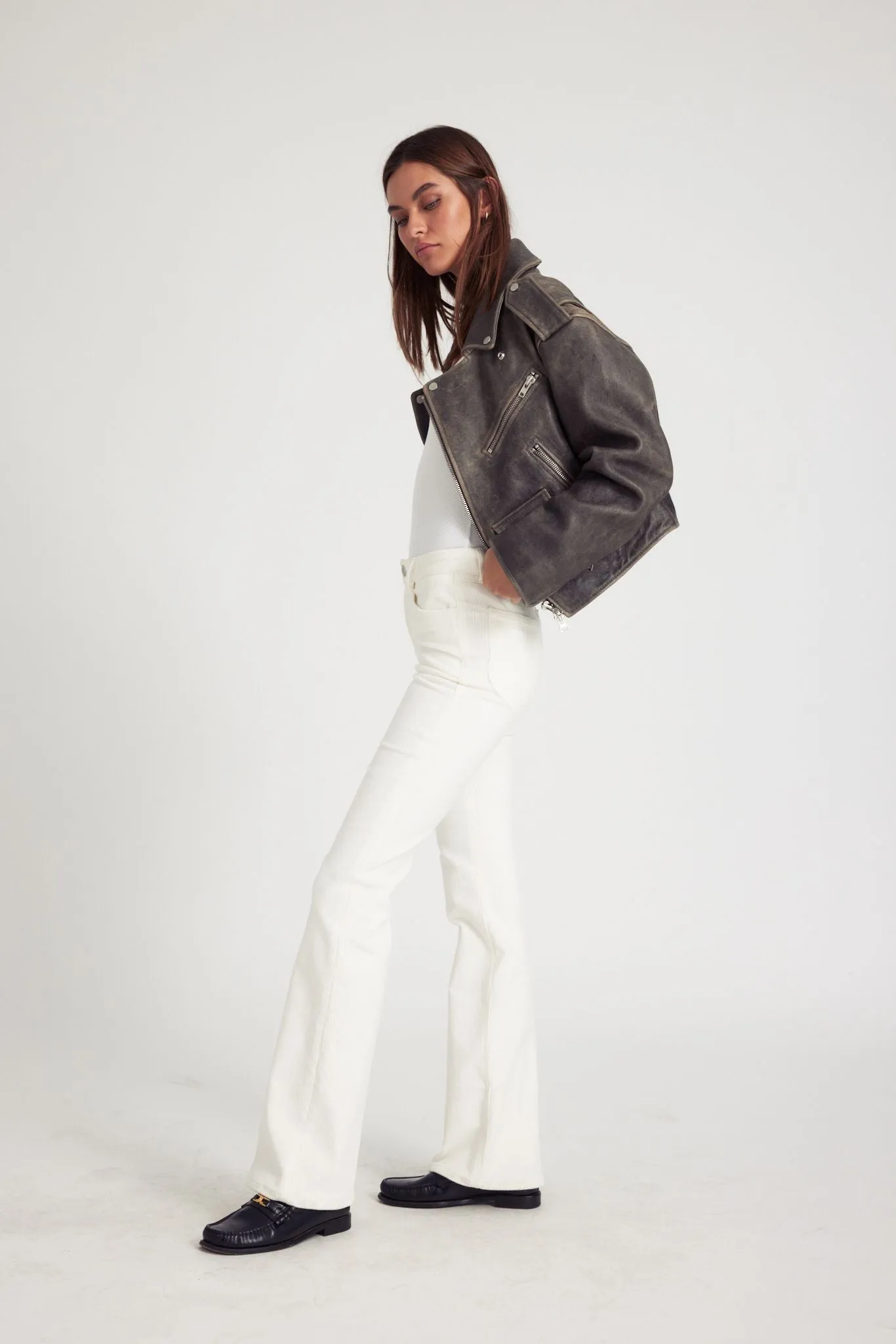 White Corduroy Micro Flare Pants sold by SPRWMN product image thumbnail 2