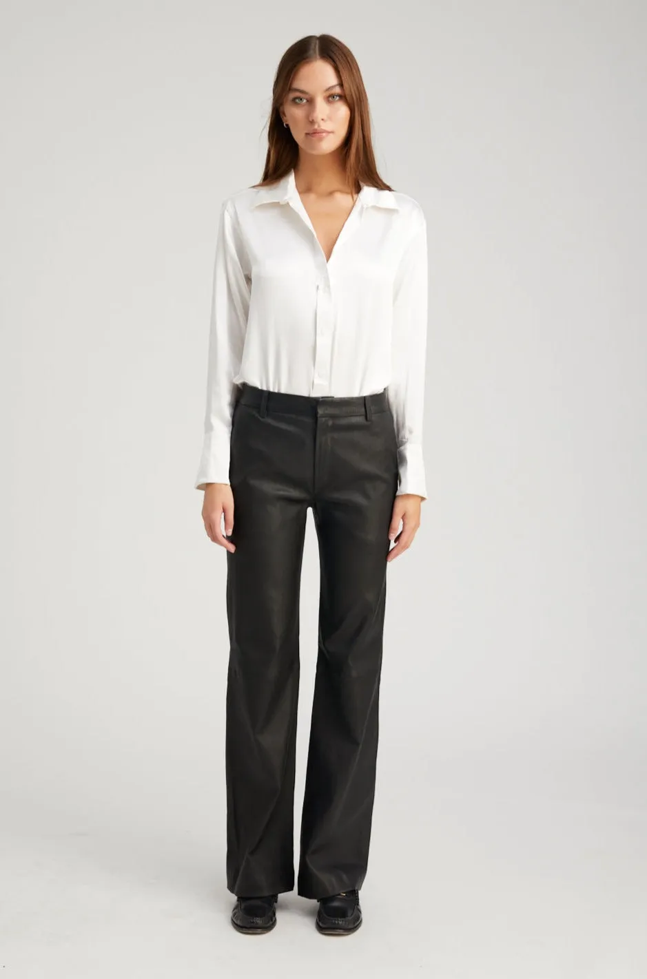 Black Leather Classic Trousers sold by SPRWMN product image thumbnail 3
