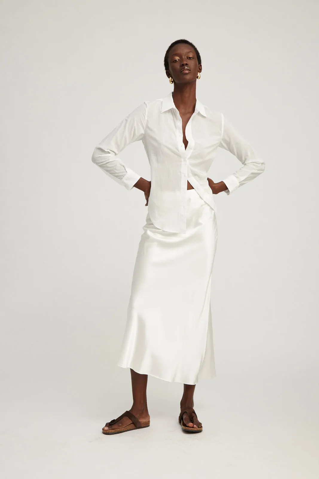 White Silk Bias Maxi Skirt sold by SPRWMN product image thumbnail 3