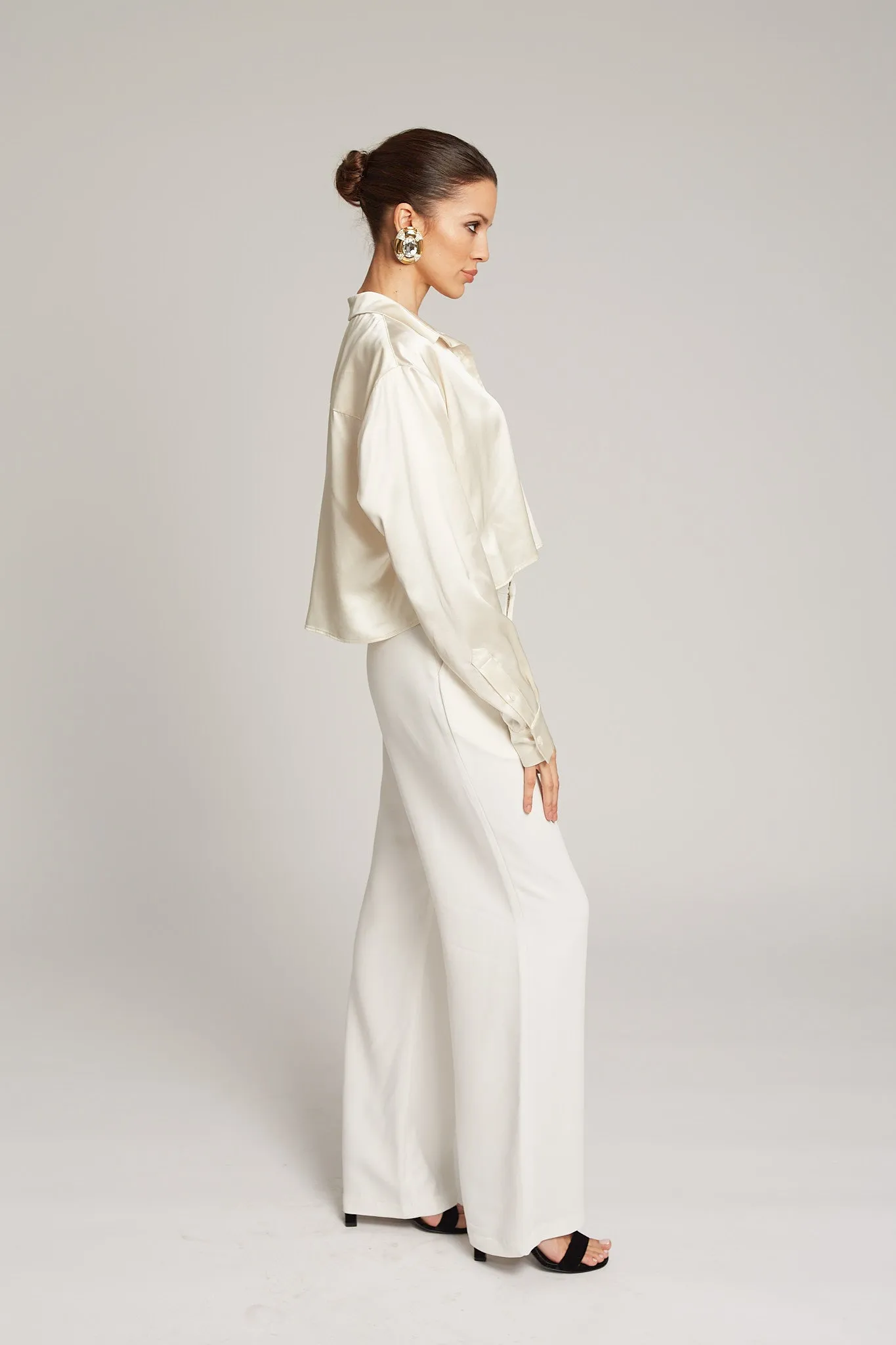 White Crepe Pleated Trousers sold by SPRWMN product image thumbnail 4