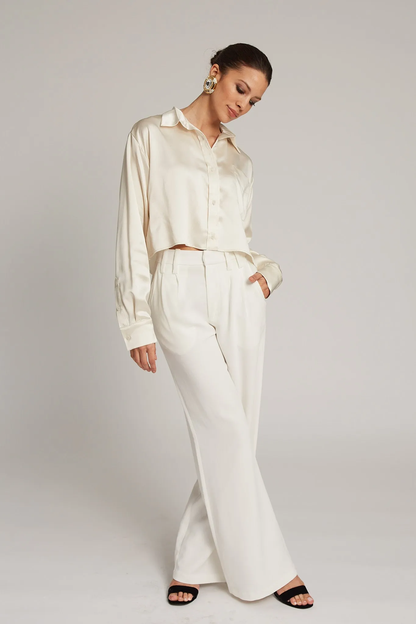 White Crepe Pleated Trousers sold by SPRWMN product image thumbnail 3
