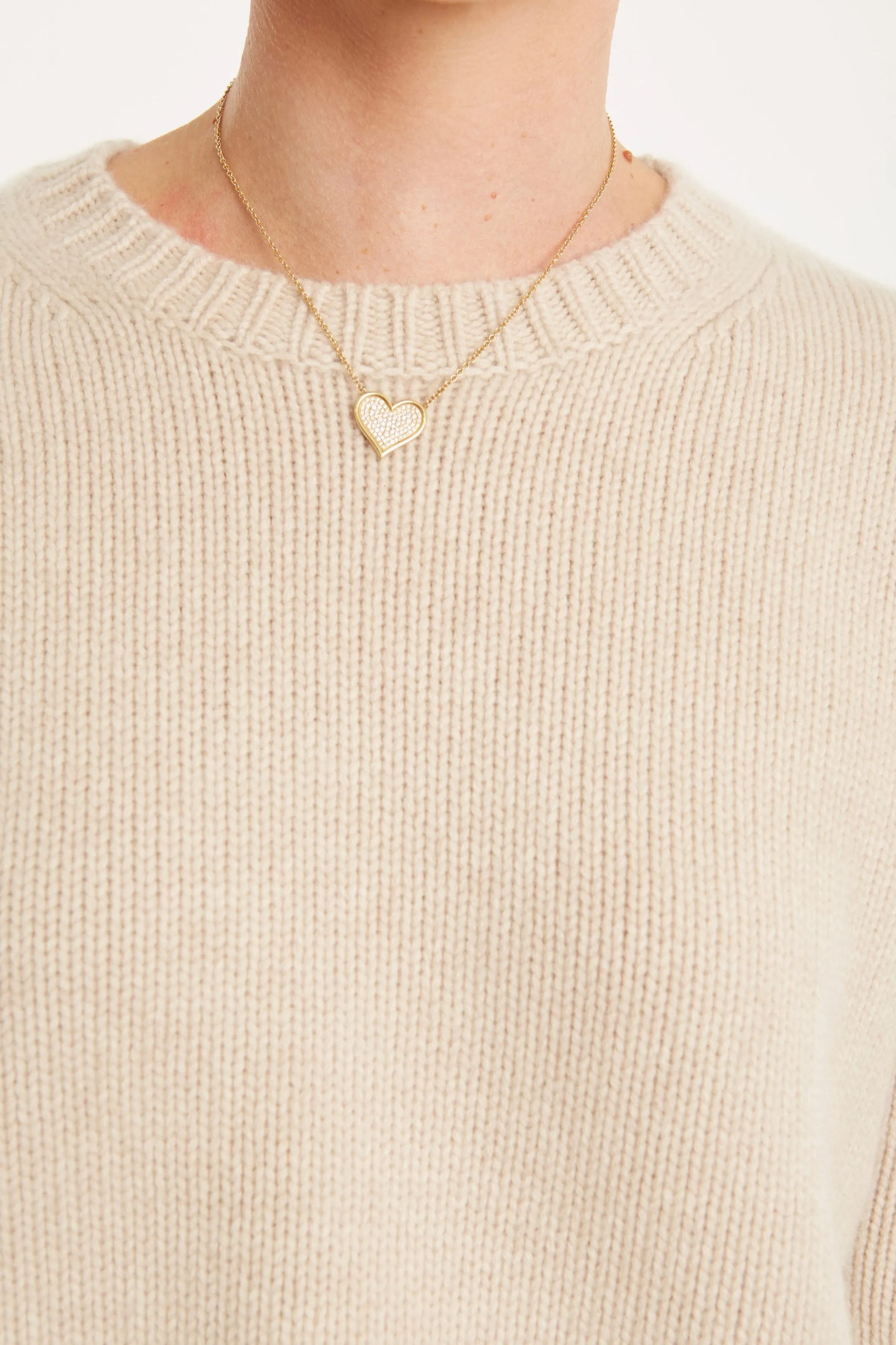 Yellow Gold Large Diamond Pave Heart Necklace sold by SPRWMN product image thumbnail 3