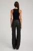Black Leather Cargo Trousers sold by SPRWMN