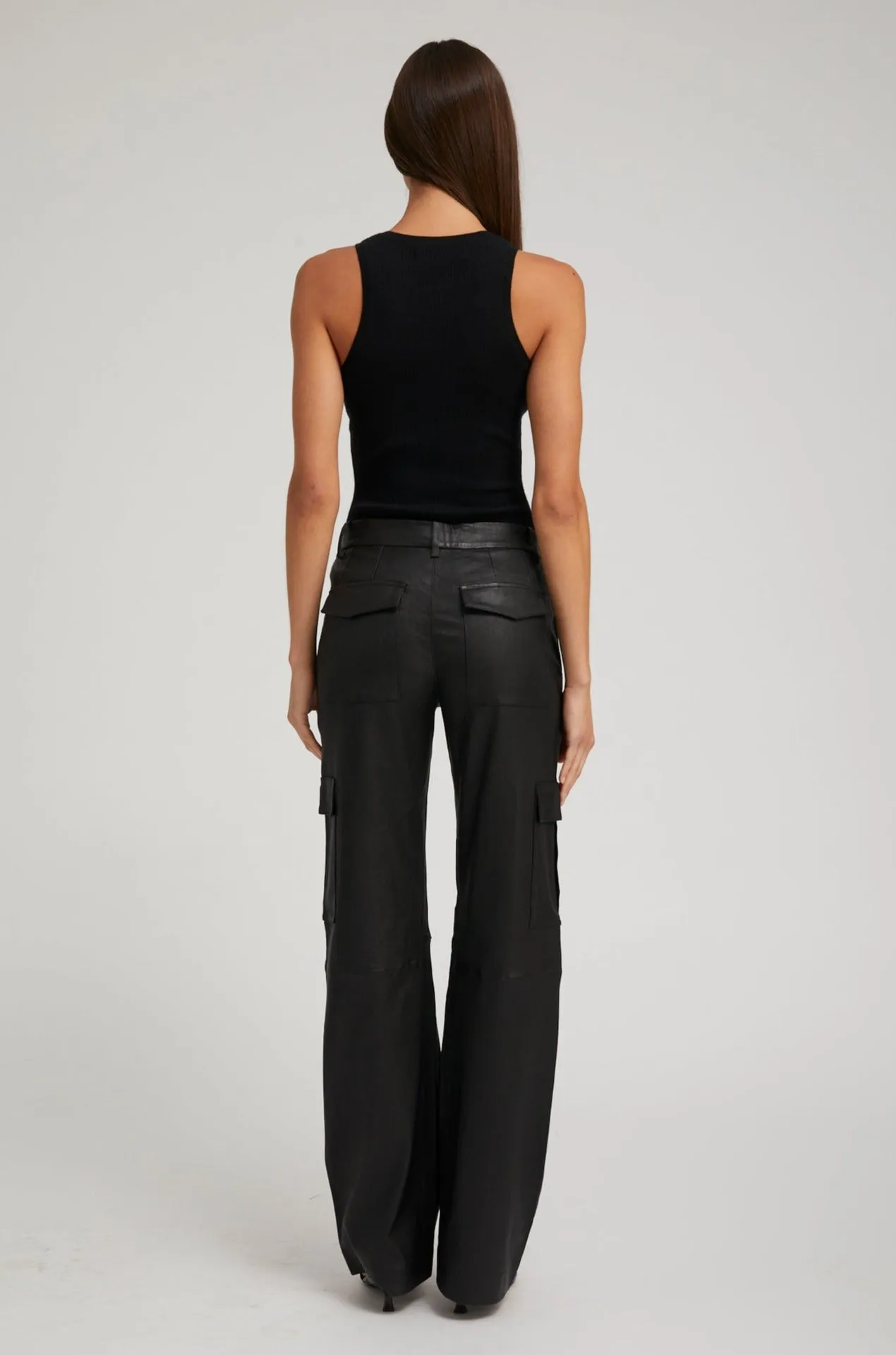 Black Leather Cargo Trousers sold by SPRWMN product image thumbnail 4