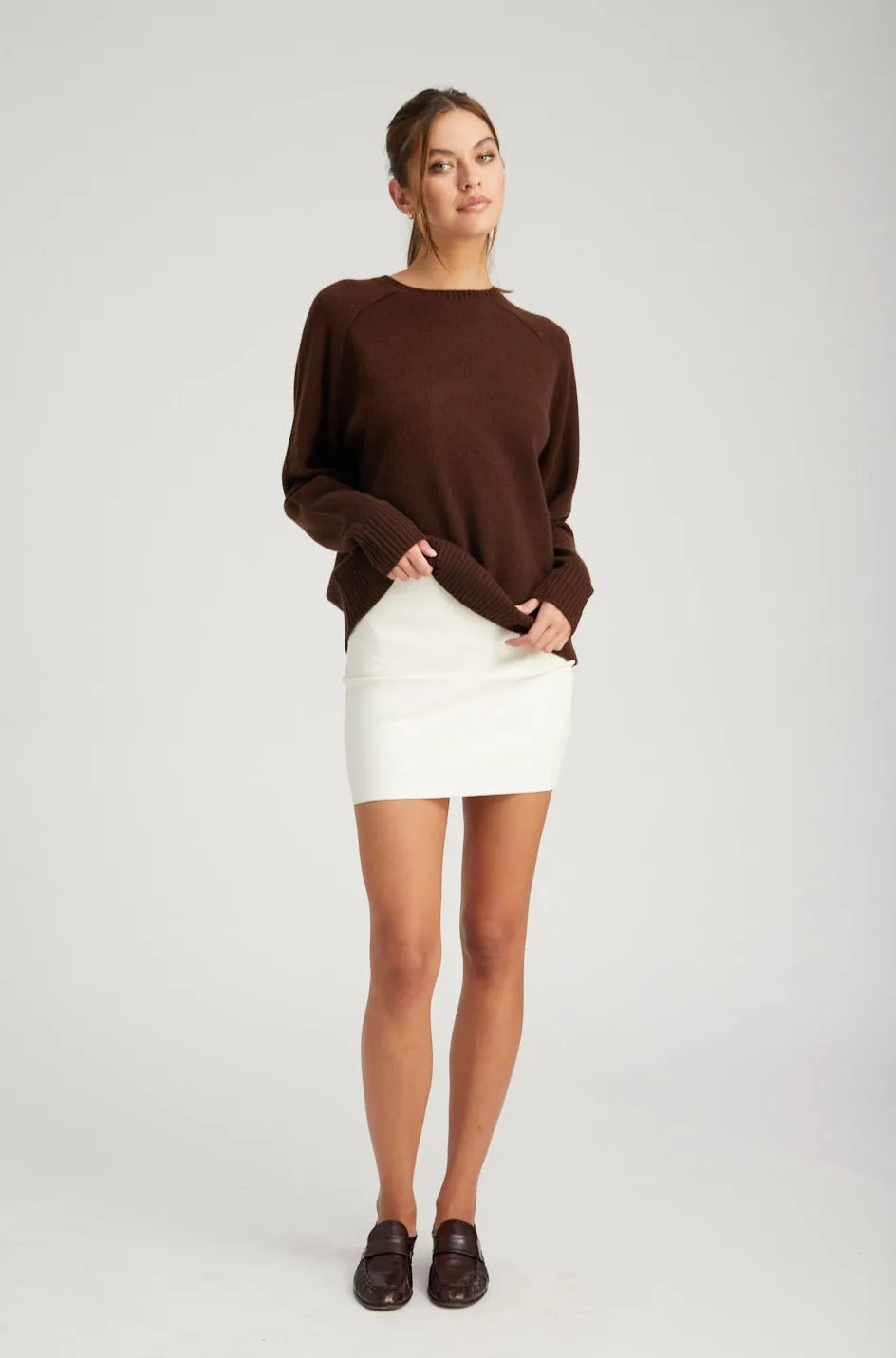 White Leather Classic Mini Skirt sold by SPRWMN