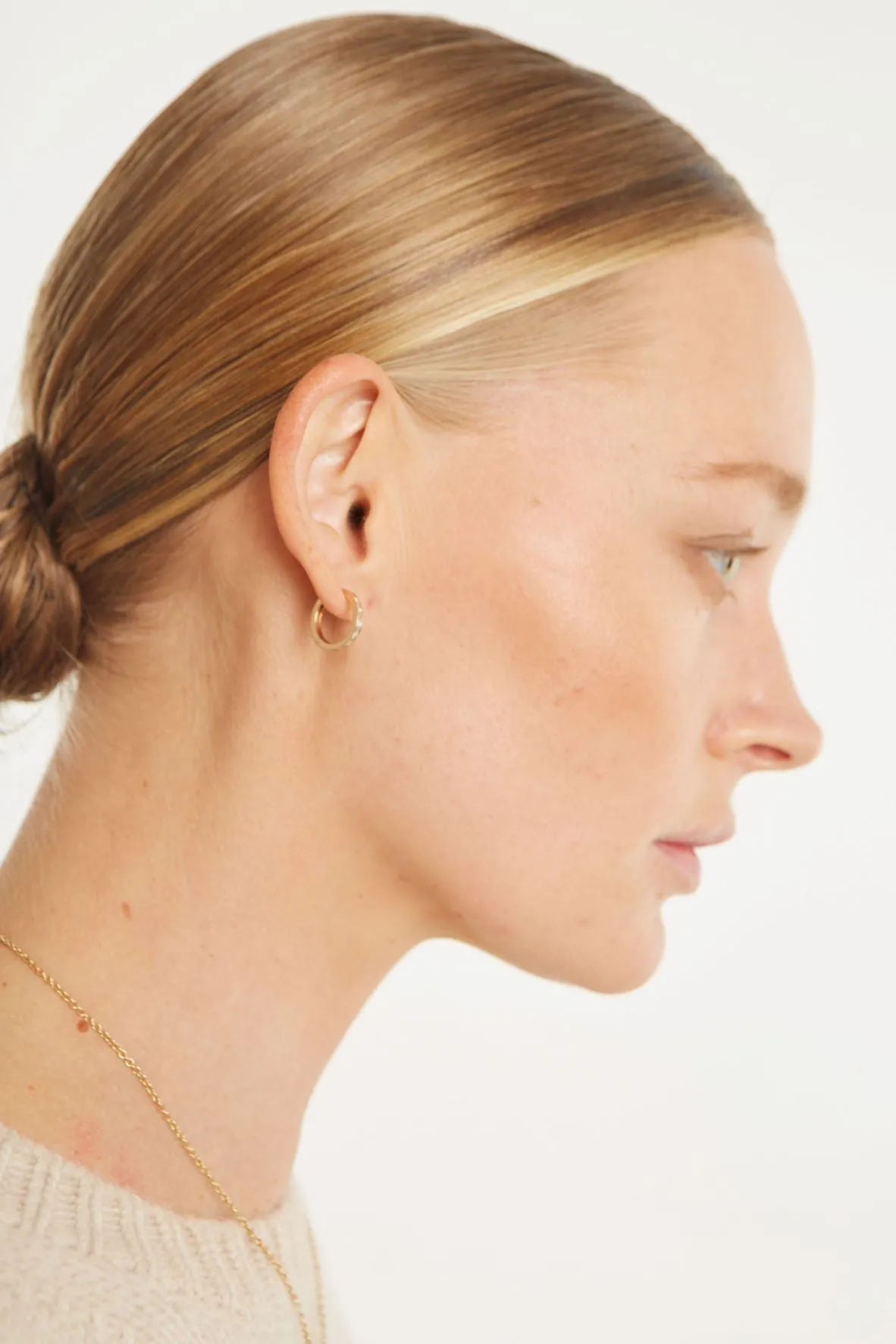 Rose Gold Diamond Baguette Hoops sold by SPRWMN