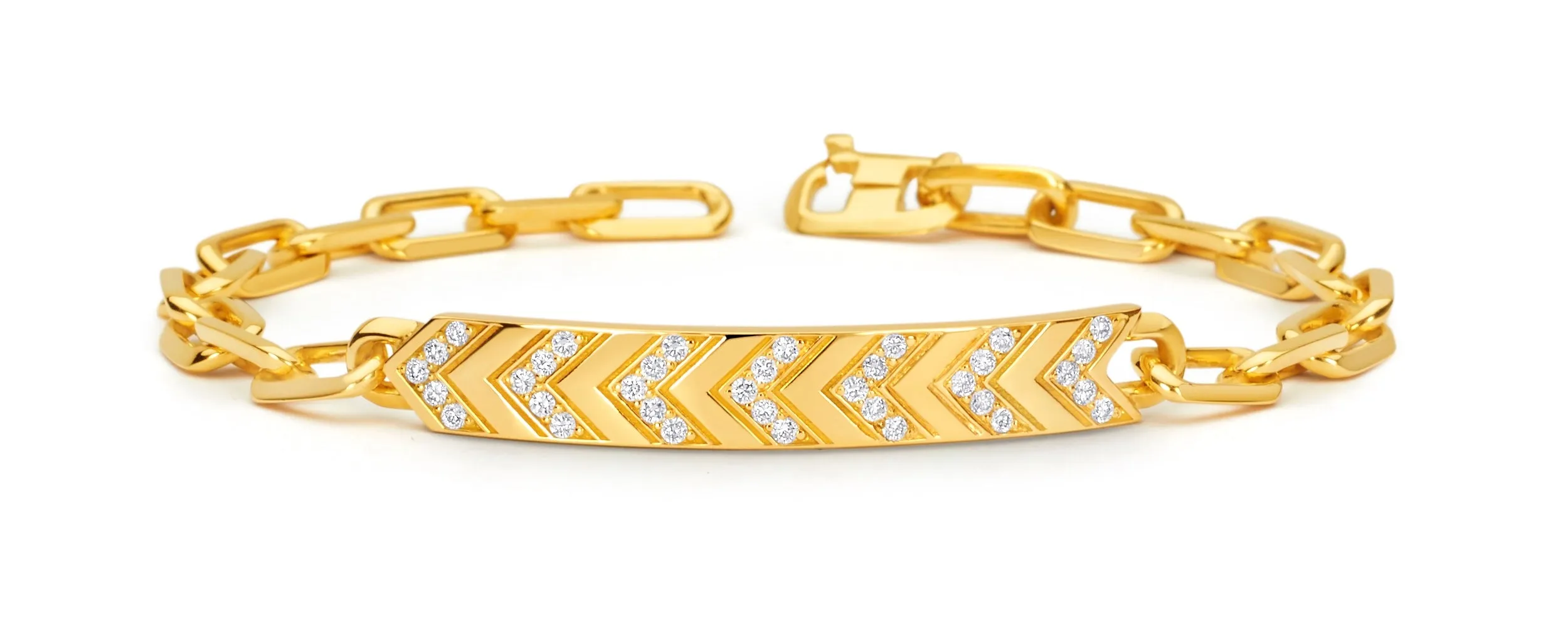 Yellow Gold Diamond Chevron Chain Bracelet sold by SPRWMN product image thumbnail 2