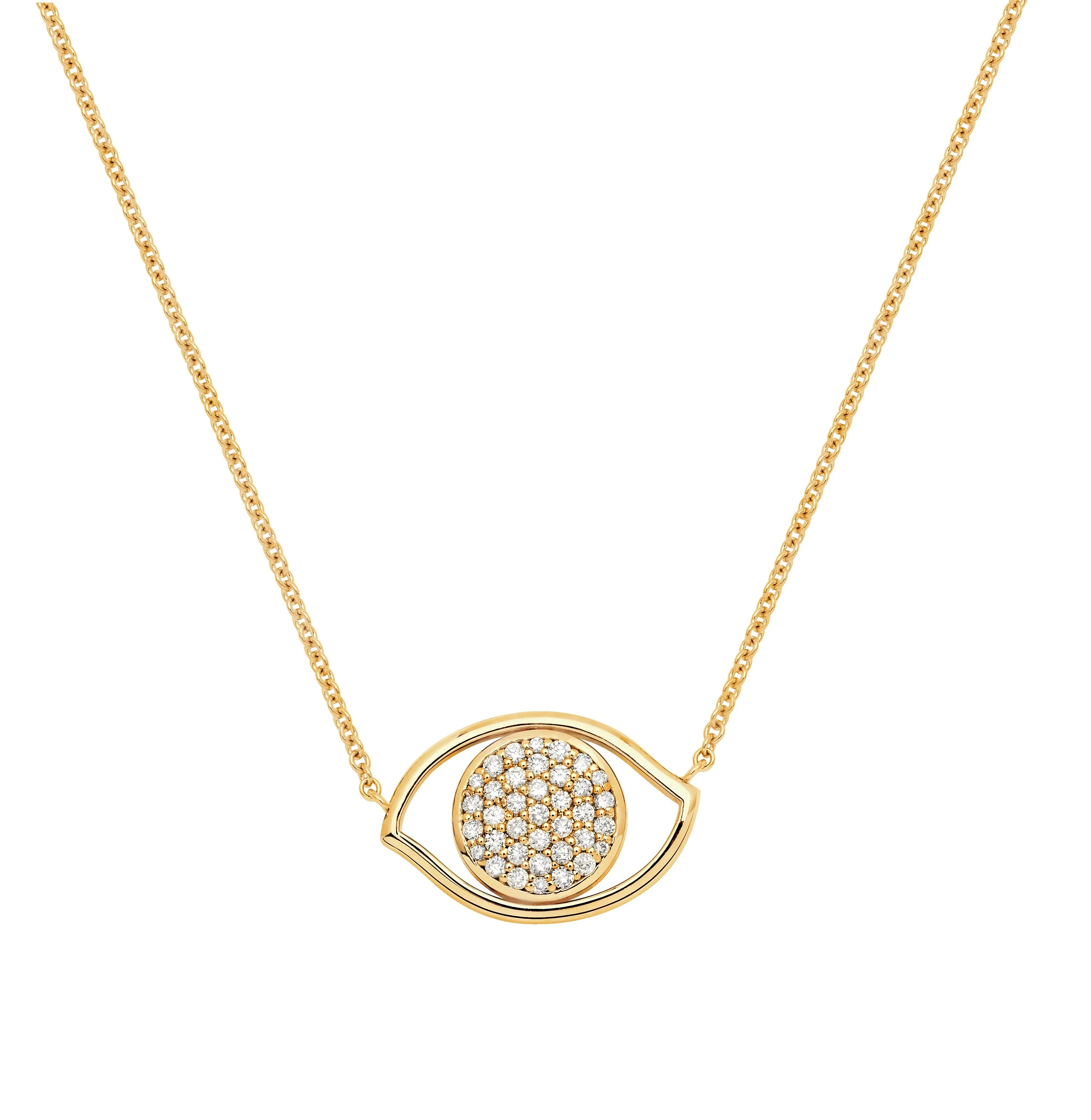 Yellow Gold Diamond Evil Eye Necklace sold by SPRWMN