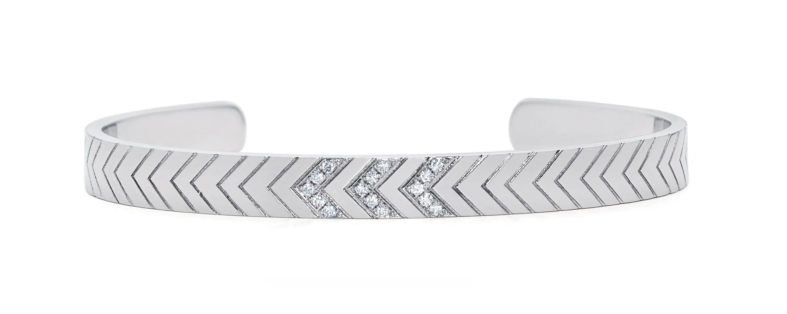 White Gold Tri-Diamond Chevron Cuff sold by SPRWMN product image thumbnail 2