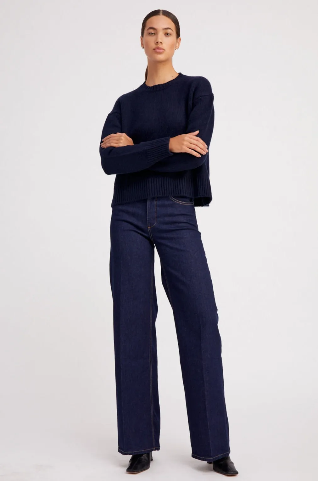 Navy Heavy Cashmere Sweater sold by SPRWMN product image thumbnail 3