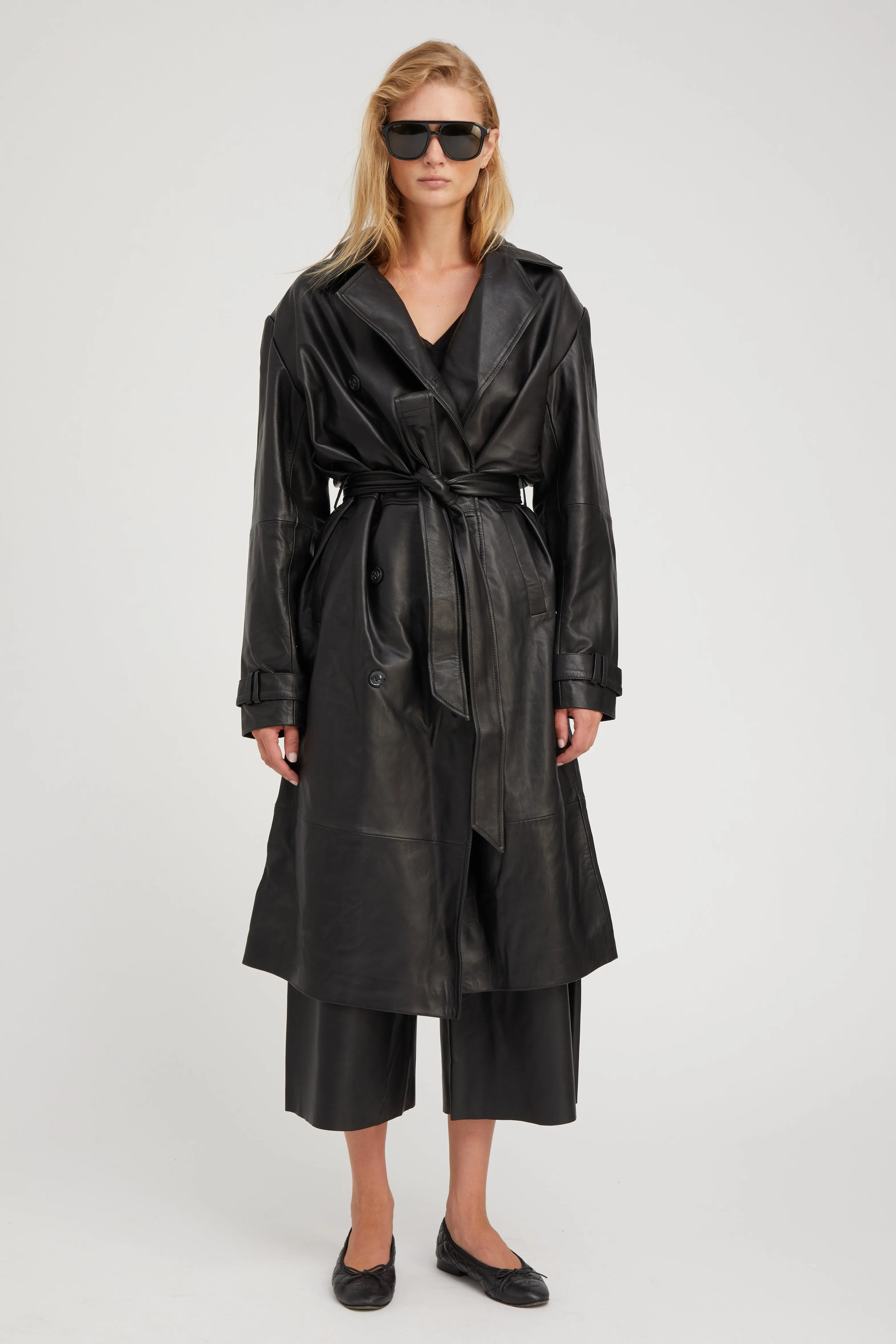 Belle de Jour Black Leather Trench sold by SPRWMN product image thumbnail 3
