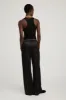 Black Silk Wide Leg Pintuck Pants sold by SPRWMN