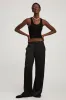 Black Silk Wide Leg Pintuck Pants sold by SPRWMN