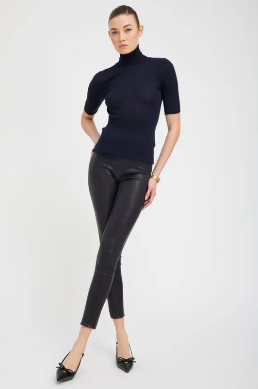 Navy Leather Ankle sold by SPRWMN