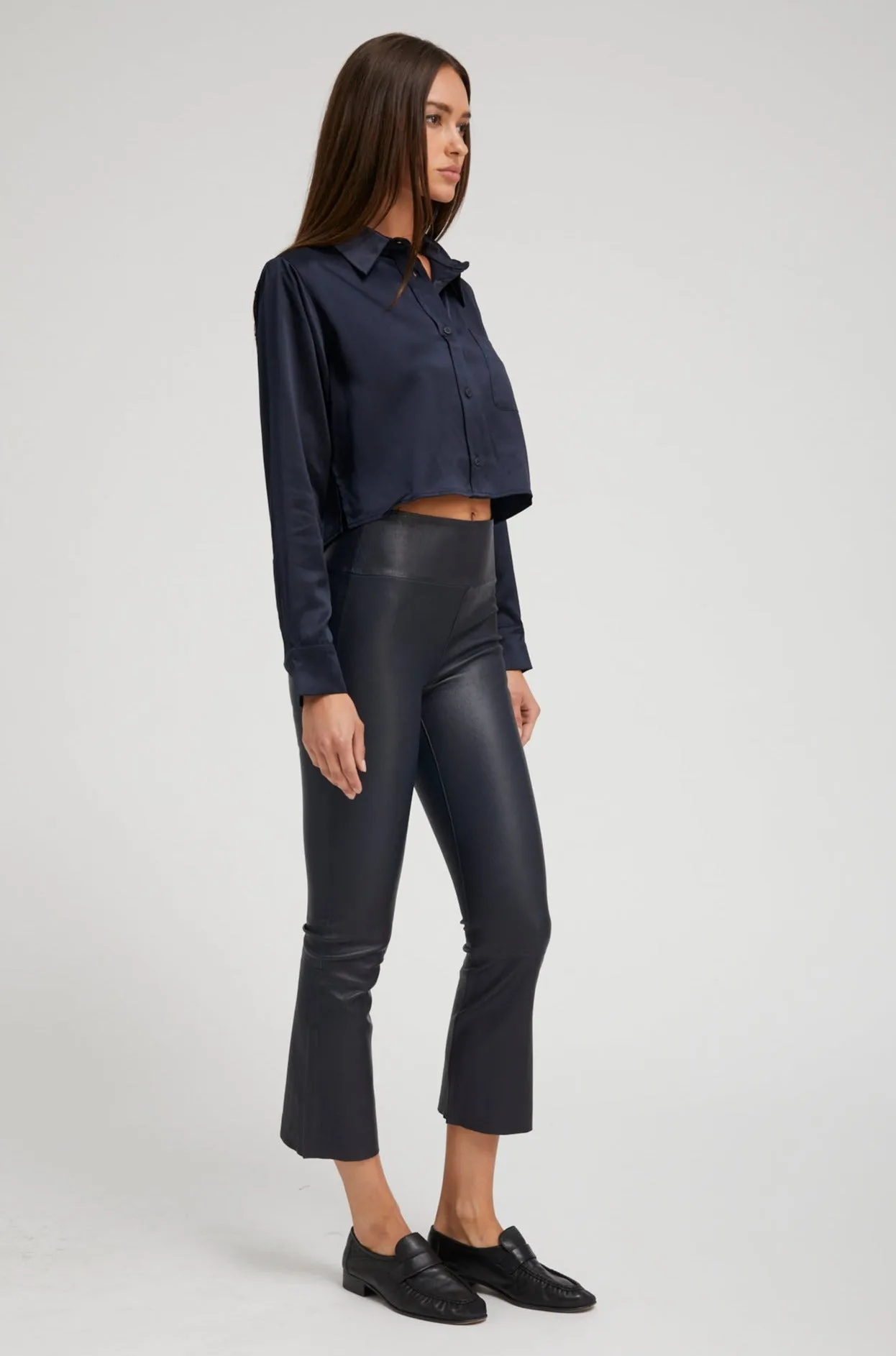 Navy Leather Crop Flare sold by SPRWMN product image thumbnail 4