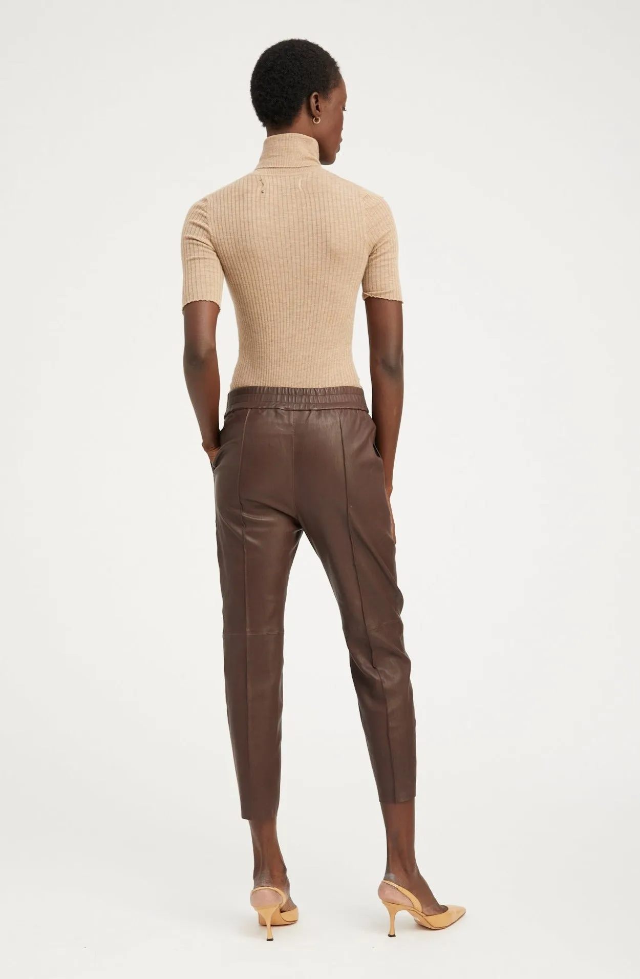 Dark Chocolate Leather Joggers sold by SPRWMN product image thumbnail 5