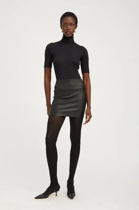 Black Leather Classic Mini Skirt sold by SPRWMN