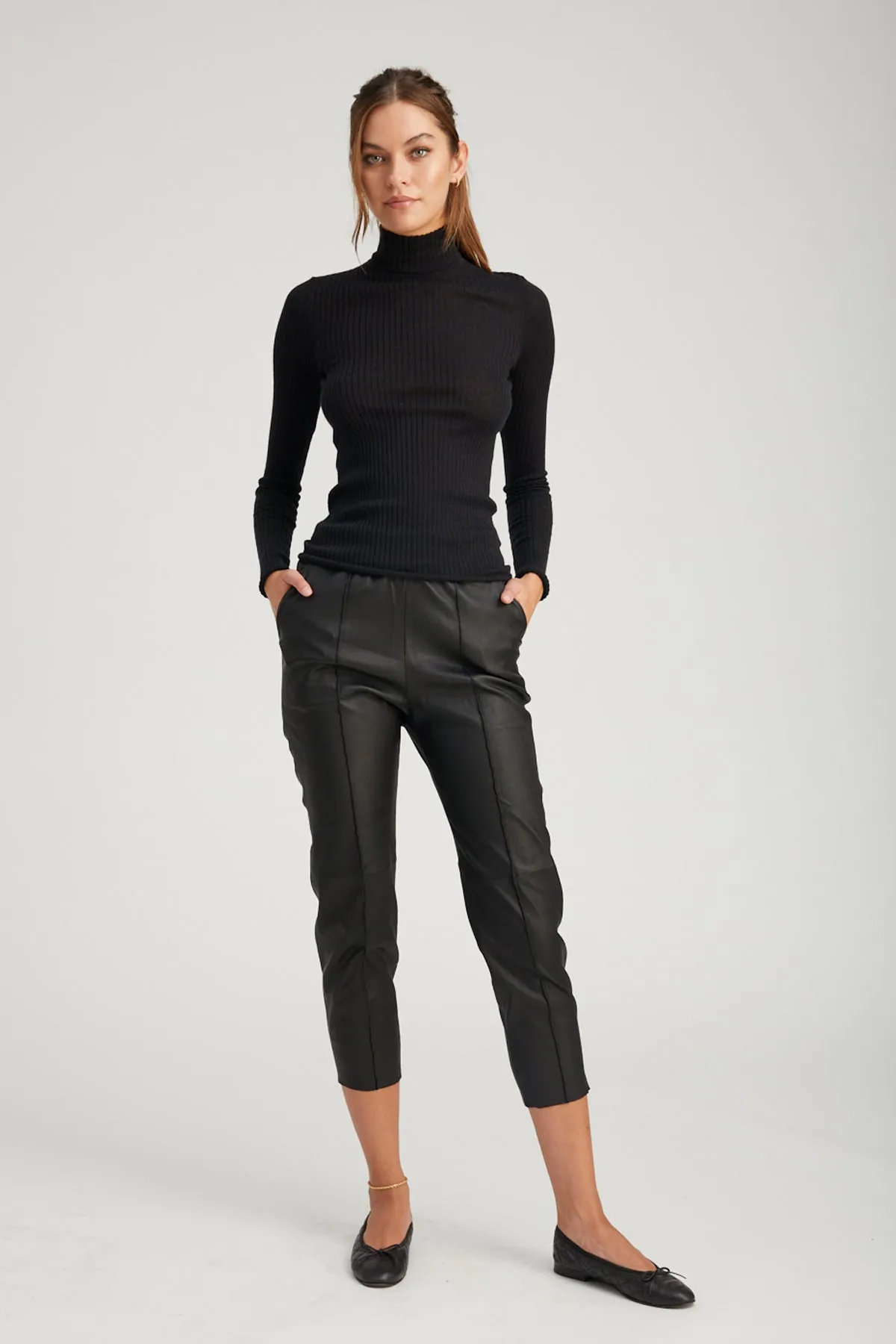 Black Leather Joggers sold by SPRWMN