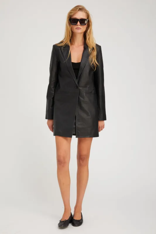 Black Leather Blazer Coat sold by SPRWMN