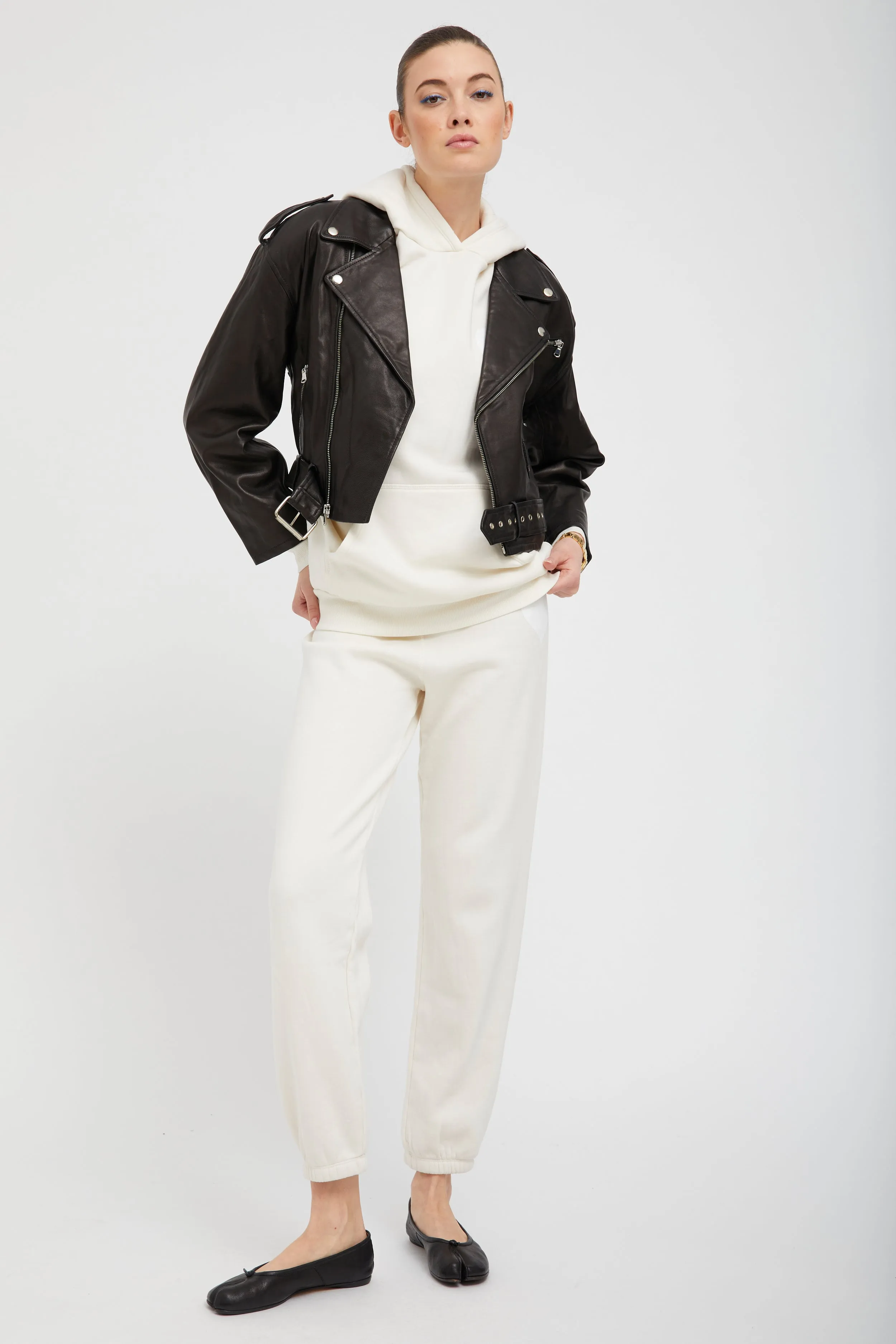 Leather Lace-Up Eyelet Moto Jacket sold by SPRWMN