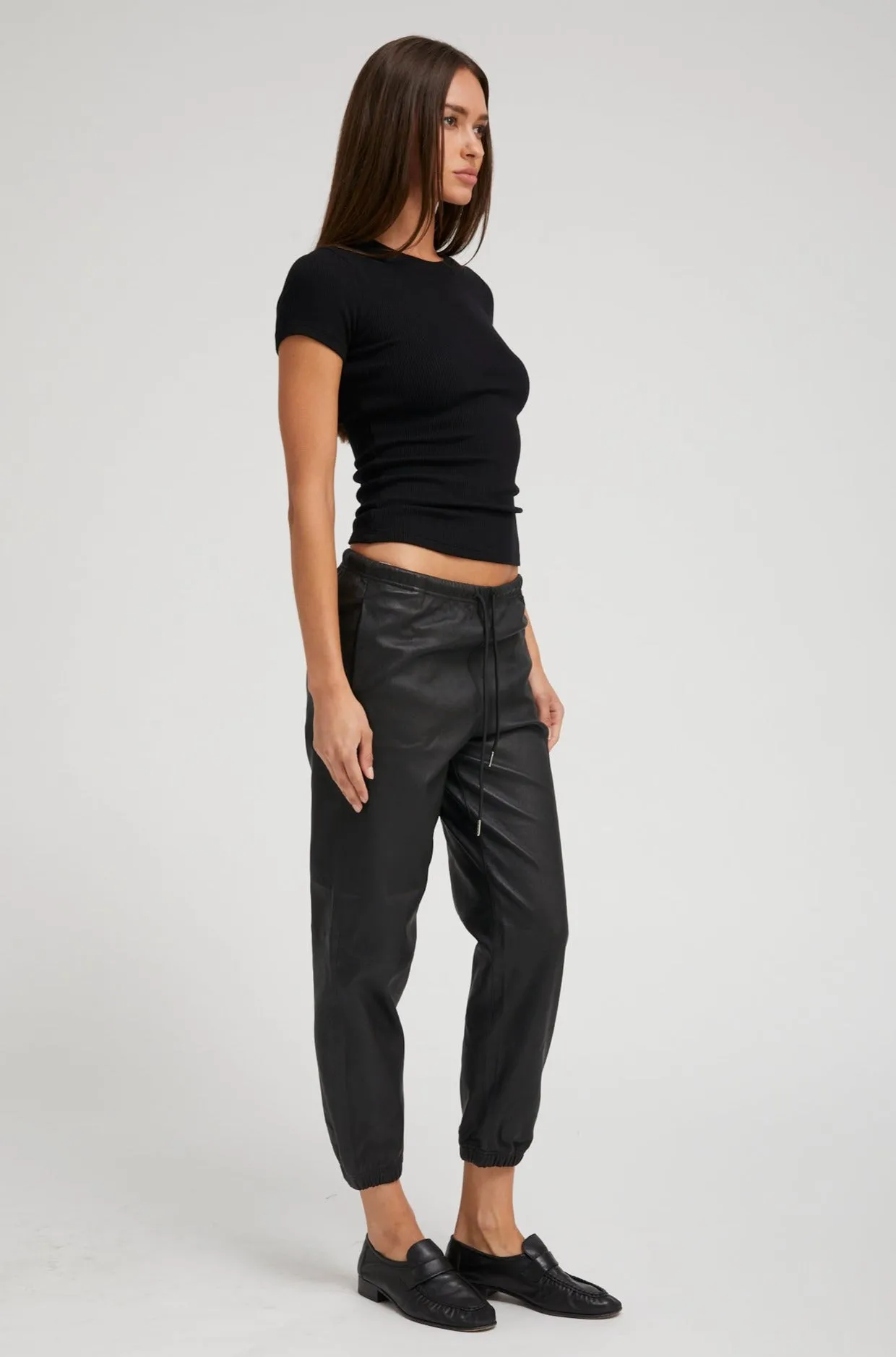 Black Leather Sweatpants sold by SPRWMN product image thumbnail 4