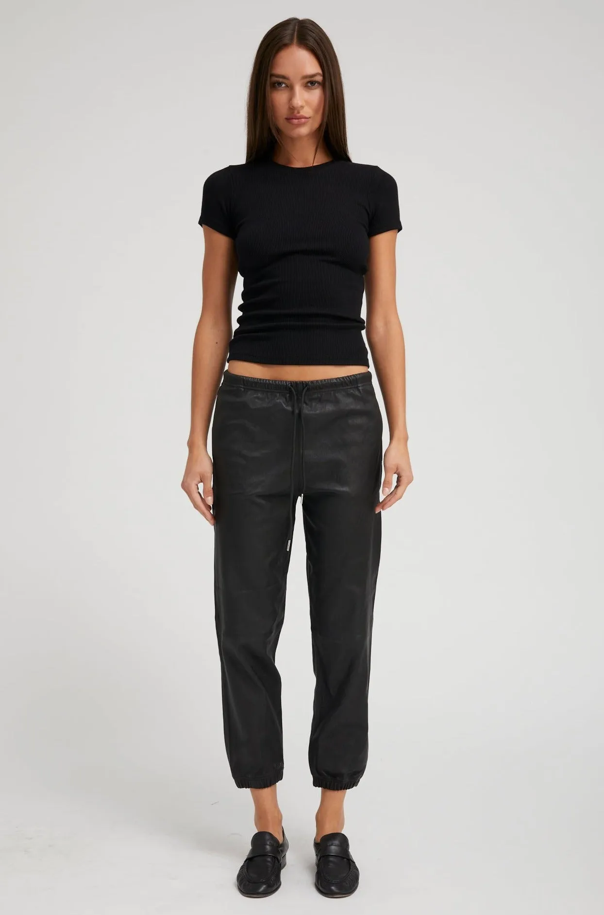 Black Leather Sweatpants sold by SPRWMN