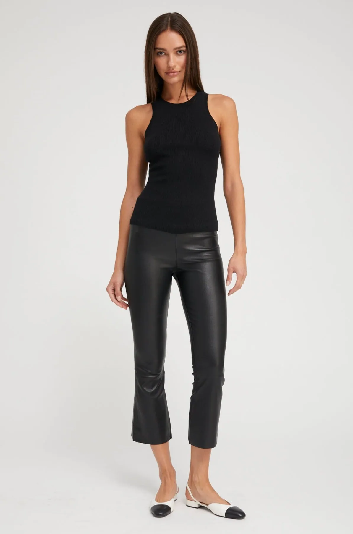 Black Leather Crop Flare sold by SPRWMN product image thumbnail 3