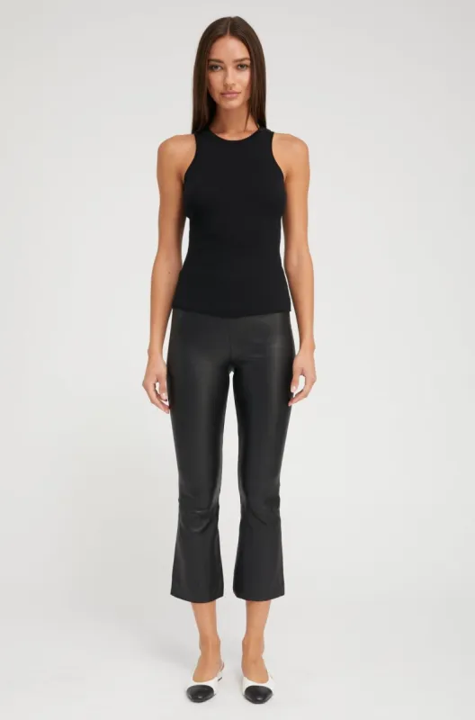 Black Leather Crop Flare sold by SPRWMN
