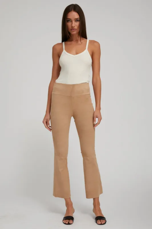 Sand Suede Ankle Flare sold by SPRWMN