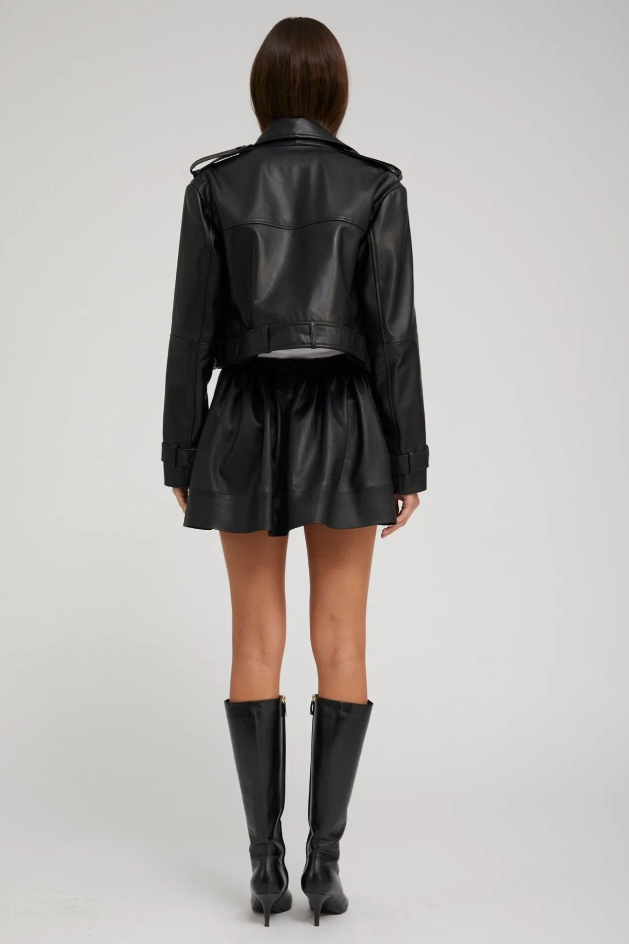 Black Leather Cropped Trench sold by SPRWMN product image thumbnail 3
