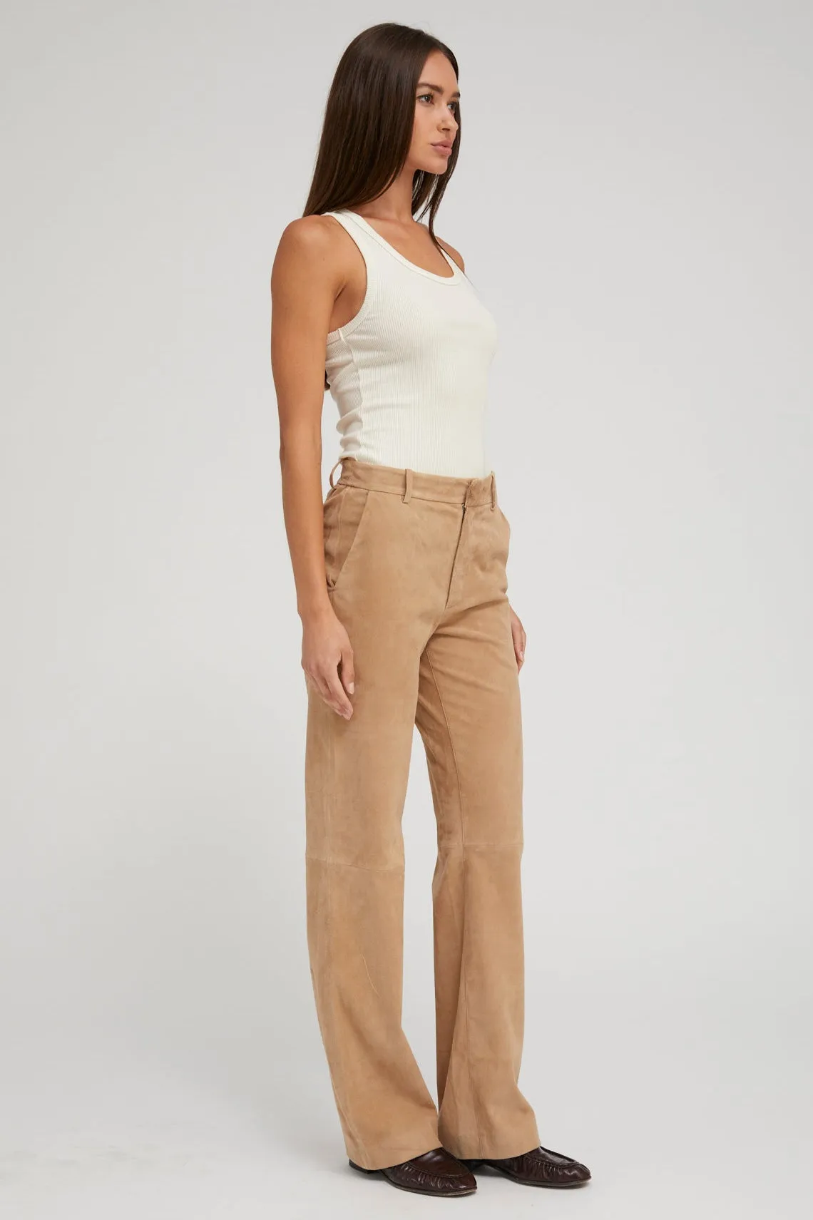 Sand Suede Classic Trousers sold by SPRWMN product image thumbnail 3