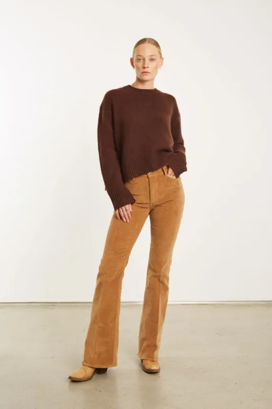 Camel Corduroy Micro Flare Pants PR sold by SPRWMN