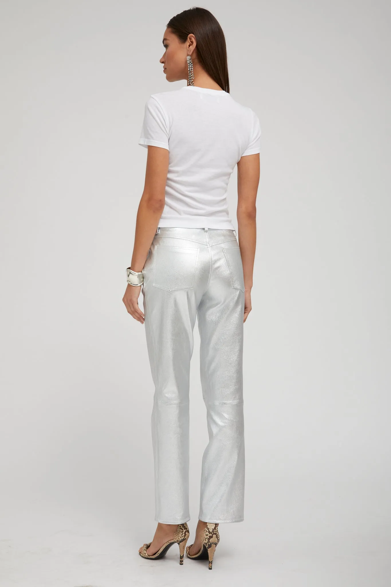 Metallic Silver 5 Pocket Ankle Slim Straight sold by SPRWMN product image thumbnail 5
