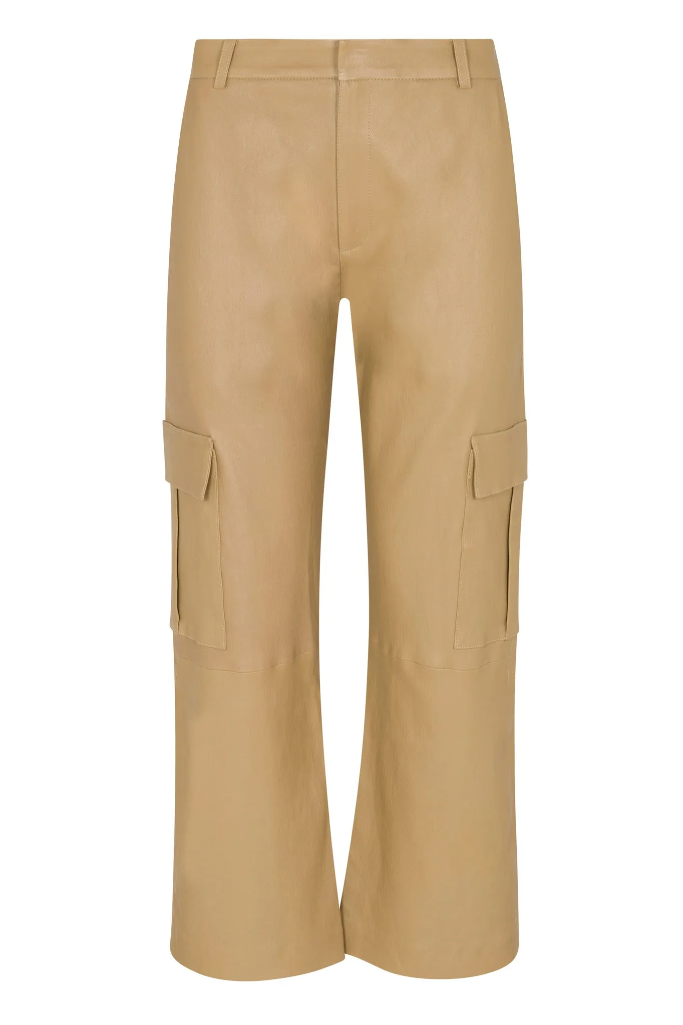 Khaki Leather Cropped Cargo Trousers sold by SPRWMN product image thumbnail 2
