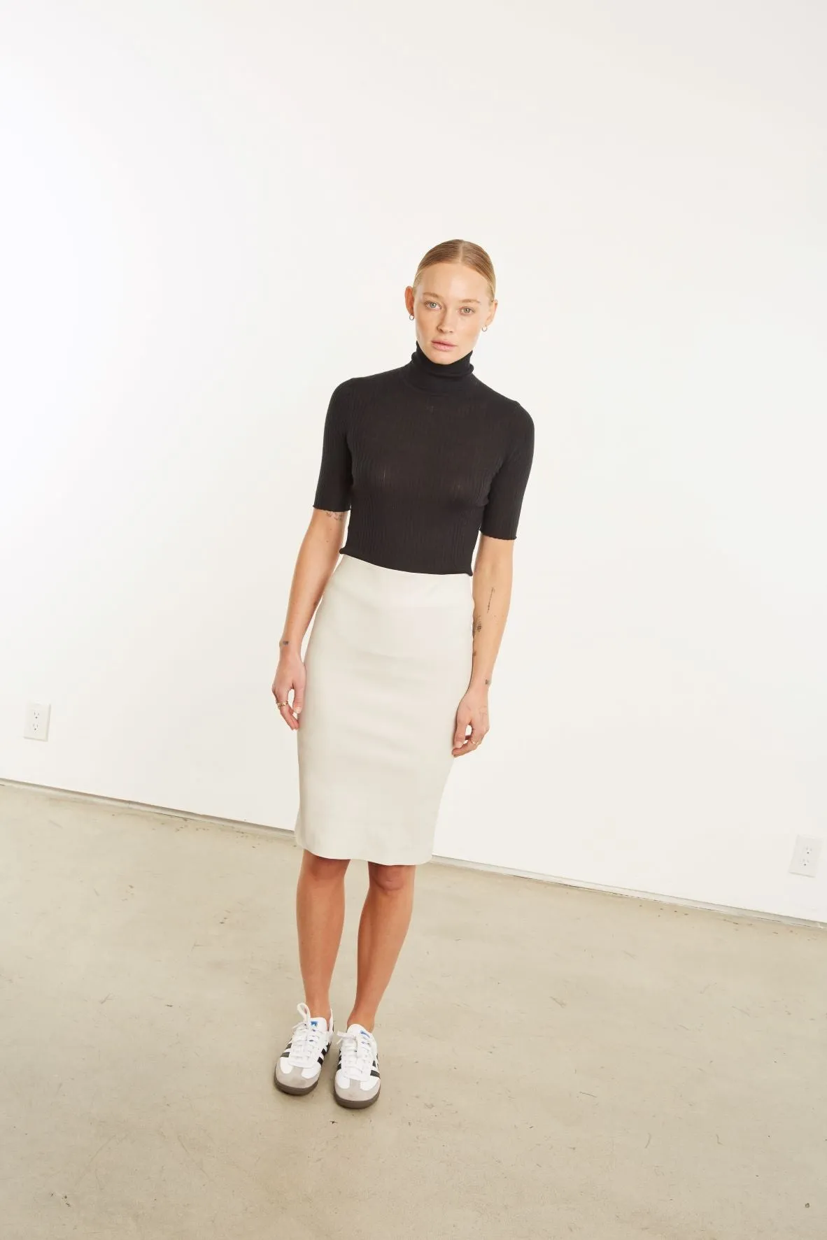 Chalk Leather Pencil Skirt PR sold by SPRWMN product image thumbnail 3