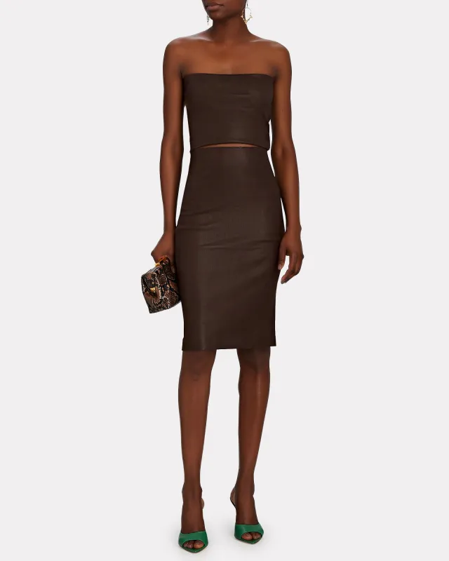 Dark Chocolate Leather Pencil Skirt PR sold by SPRWMN