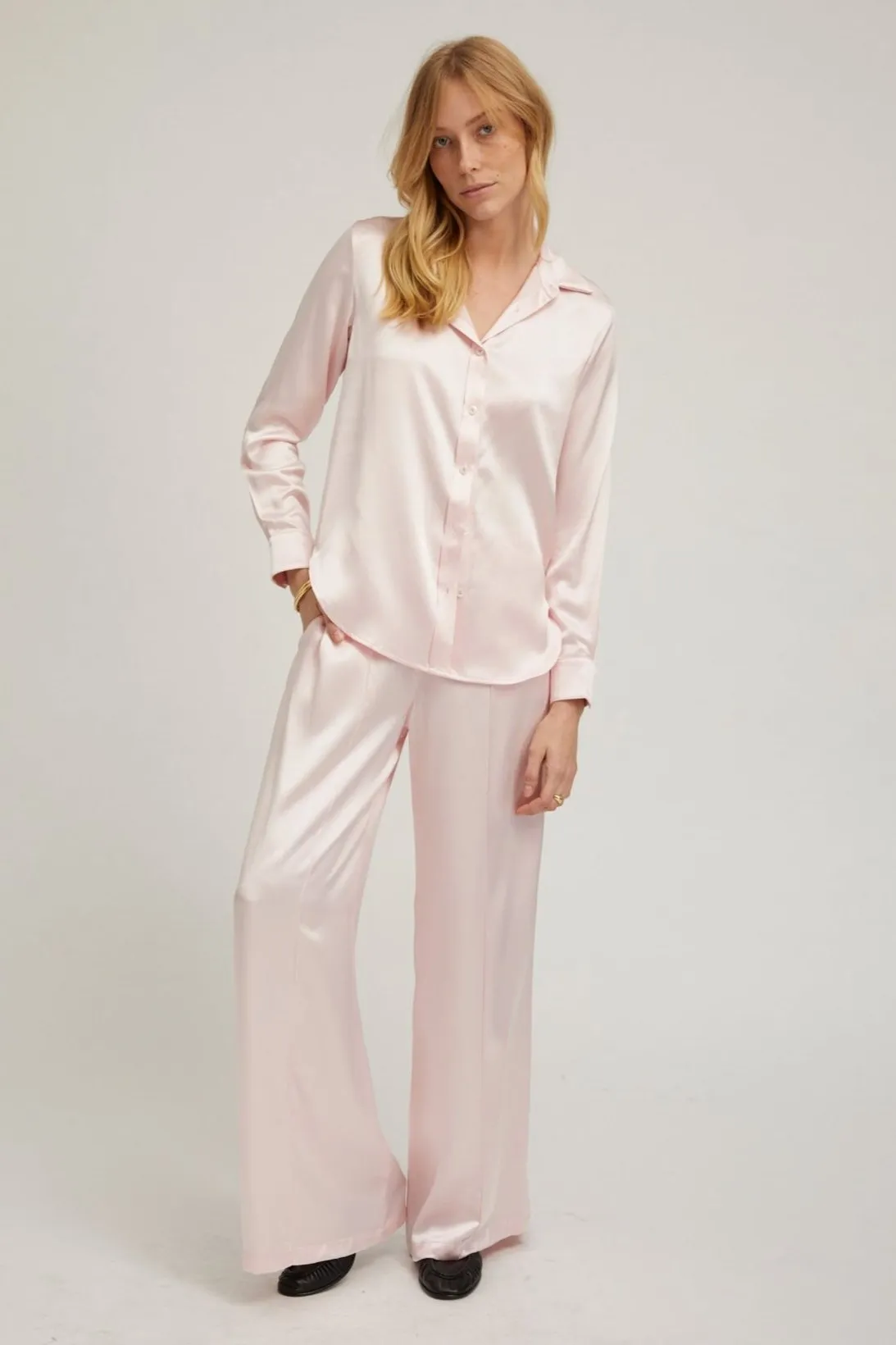 Ballet Silk Wide Leg Pintuck Pants PR sold by SPRWMN product image thumbnail 2