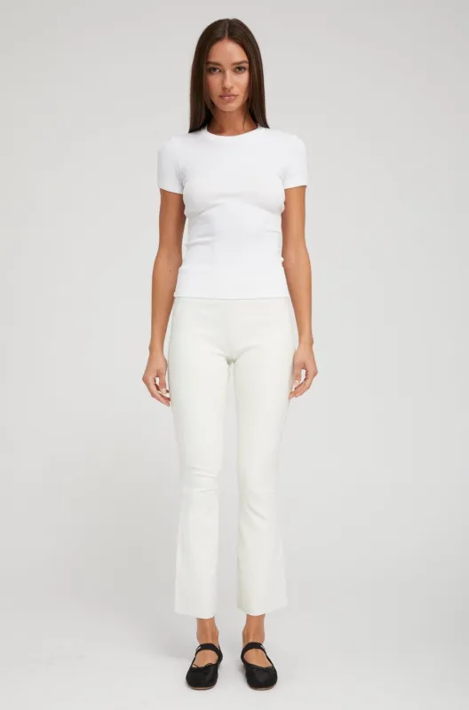 White Leather Ankle Flare PR sold by SPRWMN