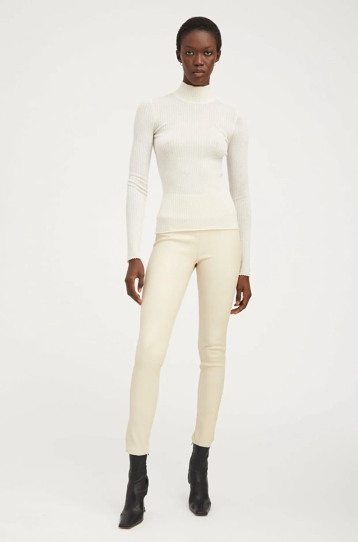 Off White Leather Ankle PR sold by SPRWMN