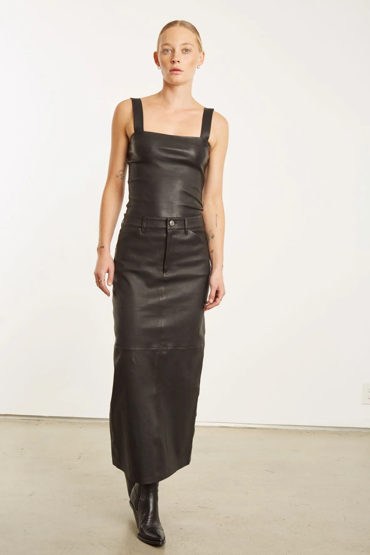 Black Leather Tube Top With Straps PR sold by SPRWMN product image thumbnail 4