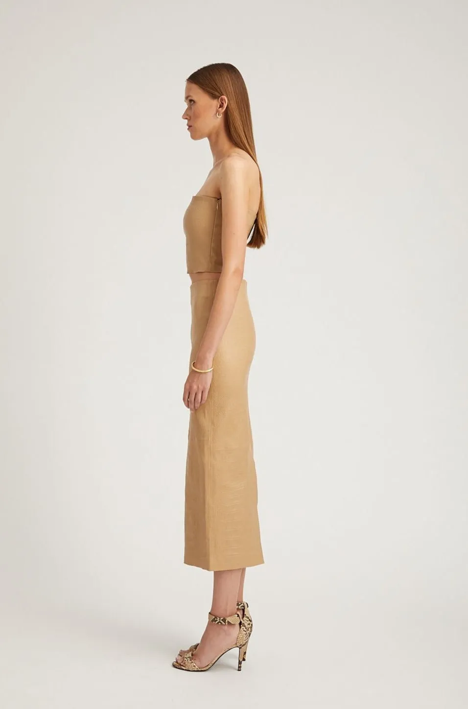 Sahara Embossed Leather Tube Skirt PR sold by SPRWMN product image thumbnail 3