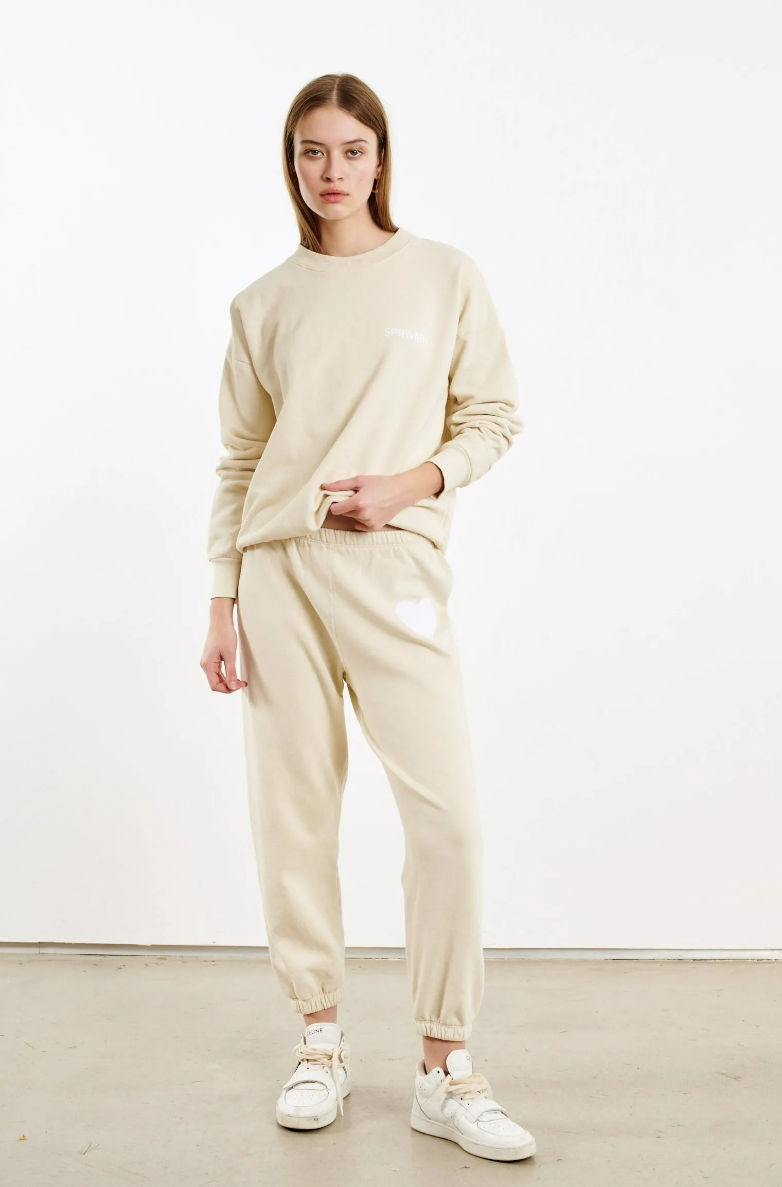 Cream Cotton Heart Sweatpant PR sold by SPRWMN product image thumbnail 3